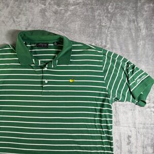 VTG Masters Collection Polo Golf Shirt Striped Embroidered Logo Green XXL